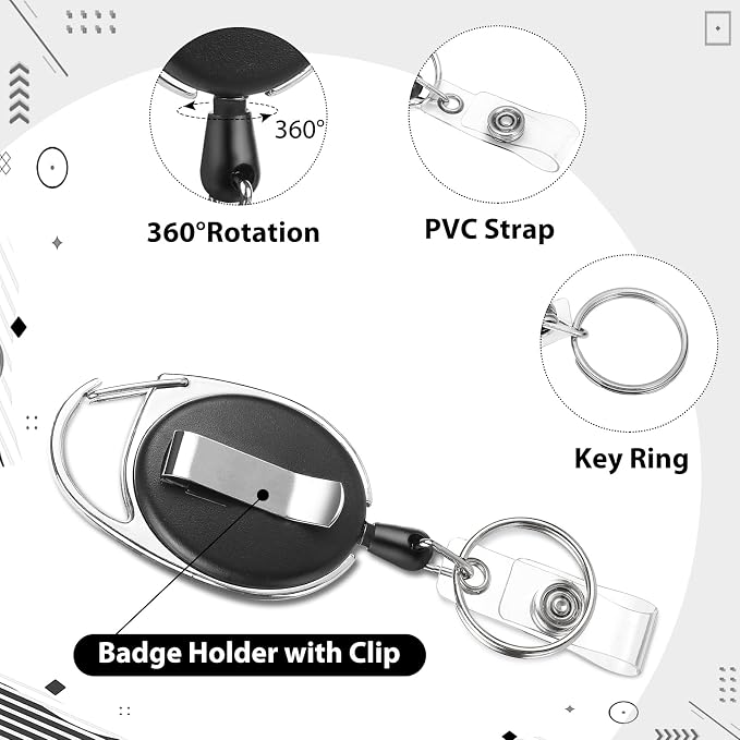 2 Pack Badge Holder Retractable Clip Heavy Duty Reels - Image 4