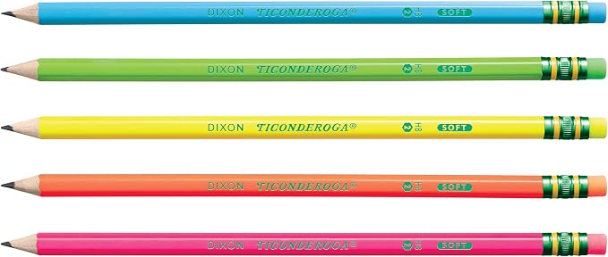 Ticonderoga Wood-Cased Pencils, Pre-Sharpened, #2 HB Soft, Neon Colors - Image 3