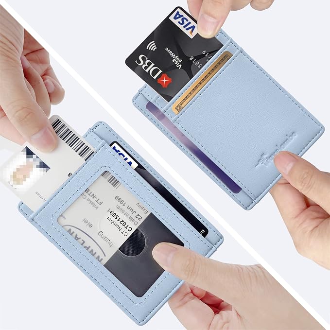 Travelambo Front Pocket Minimalist Leather Slim Wallet RFID Blocking Medium Size - Image 3