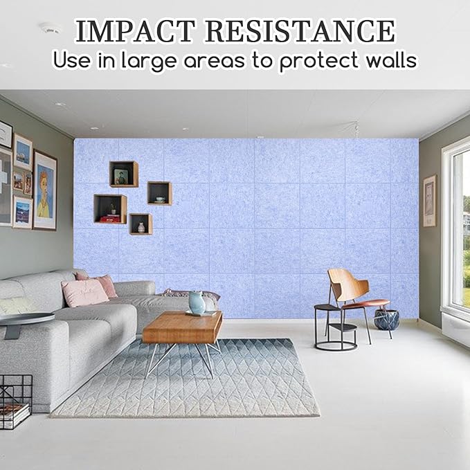 Large Cork Board Alternative, 15 Pack Felt Board with Safe Removable Adhesive Tabs Felt Wall Tiles, Large Cork Boards for Walls, Cork Board for Home Office, Pin Boards for Walls, Light Blue-DeskLoop Office