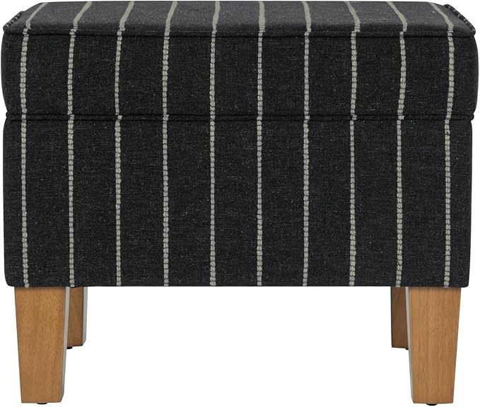 Home Decor | Dinah Collection Modern Storage Ottoman | Ottoman with Storage for Living Room & Bedroom(Black with Boucle Stripe)-DeskLoop Office