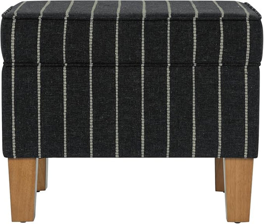 Home Decor | Dinah Collection Modern Storage Ottoman | Ottoman with Storage for Living Room & Bedroom(Black with Boucle Stripe)-DeskLoop Office