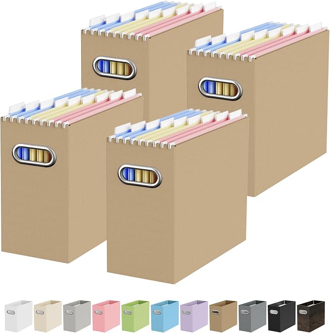 Oterri File Organizer Box, Portable Collapsible Cardboard File Folder Organizer by Oterri