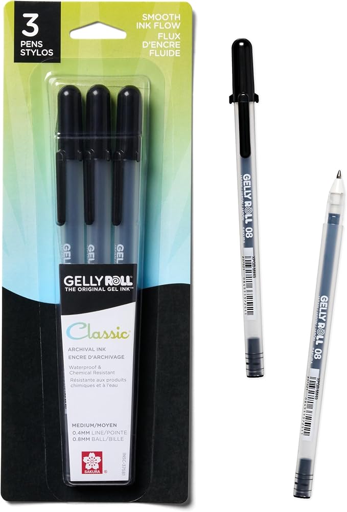 SAKURA Gelly Roll Gel Pens - Medium Point Ink Pen for Journaling, Art, or Drawing - Classic Black Ink - Medium Tip - 3 Pack-DeskLoop Office