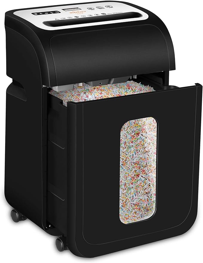 Paper Shredder for Home Office14-Sheet 60-Mins Micro Cut Shredder with US Patented Blade,Shred Card/CD/Clip/Staple,for Home Use Heavy Duty,AUTO Jam Proof,5.3-Gallon Pullout Bin(ETL)-DeskLoop Office