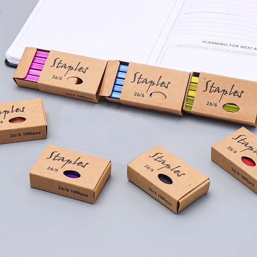 Colored 26/6 Standard Staple Set 12mm Width 1000/Box 7 Boxes/Pack 7000 Count - Image 7