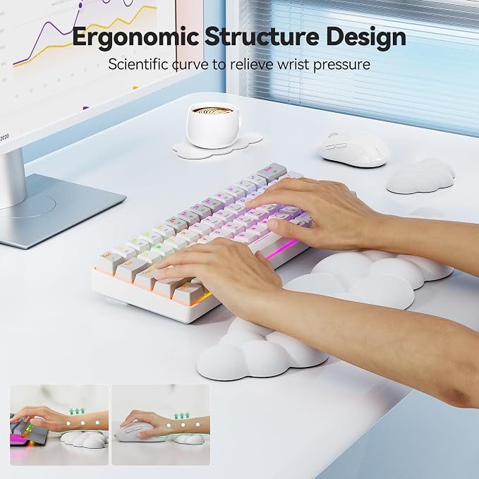 TECKNET Cloud Keyboard Wrist Rest Set, Cloud Wrist Rest - Image 3