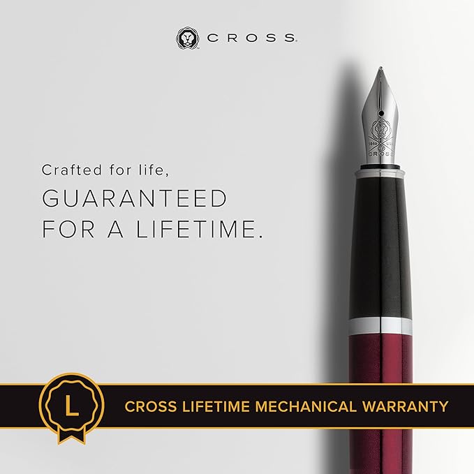 Cross Bailey Refillable Fountain Presented in a Premium Gift Box - Medium Point, Black Ink, Red-DeskLoop Office