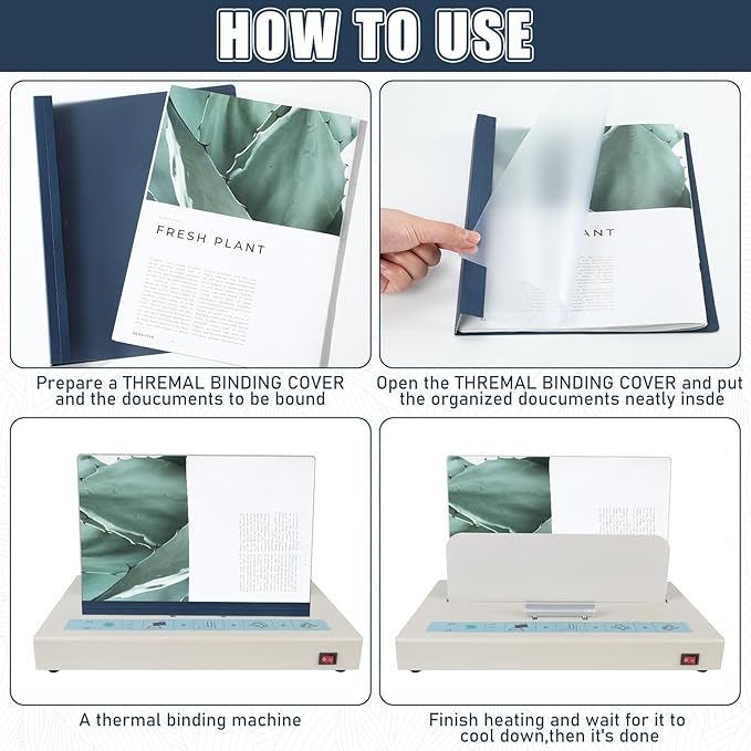 10 Pcs Thermal Binding Covers, 8.5 x 11 Inch Letter Size, 1 Inch Spine Holds 240 Sheets, Clear Front Paper Back Report Cover Suitable for Schools Offices Presentation(Blue)-DeskLoop Office