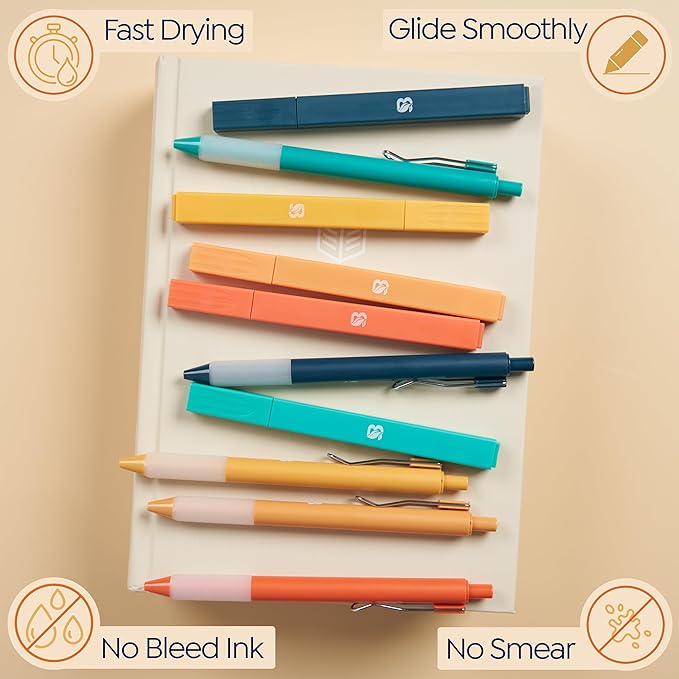 BLIEVE Aesthetic Highlighters and Gel Pens And Soft Tip, No Bleed Dry Fast Easy to Hold, for Bible Journaling Planner Notes School Office Supplies (Vintage)-DeskLoop Office