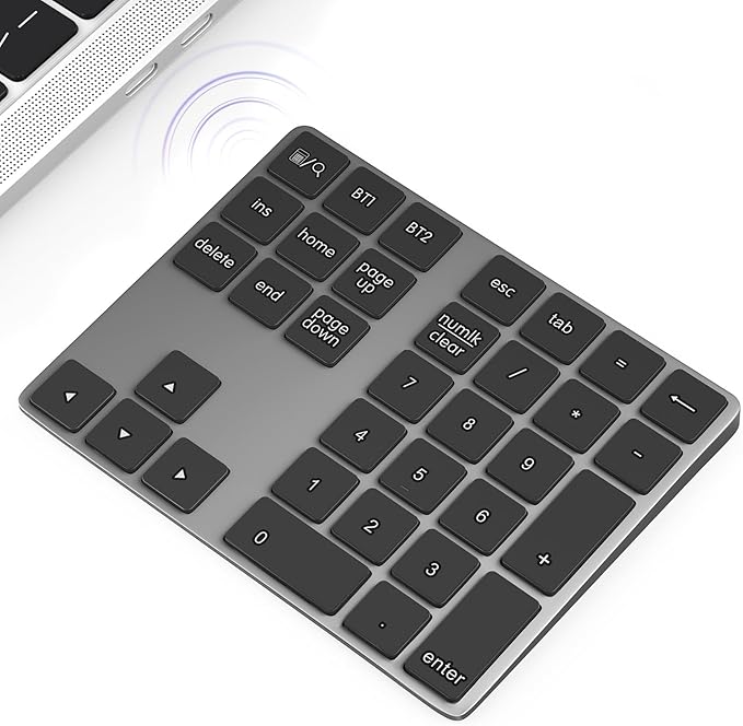 Foloda Bluetooth Number Pad for Laptop, Wireless 10 Keys USB Number Keypad, Rechargeable Numeric Keypad Numpad Extensions Data Entry Keyboard for PC iMac MacBook Notebook-DeskLoop Office