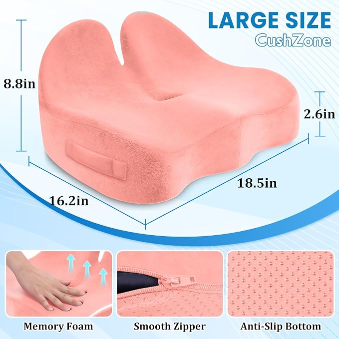 CushZone Seat Cushion, Memory Foam Office Chair Seat Cushion - Image 2