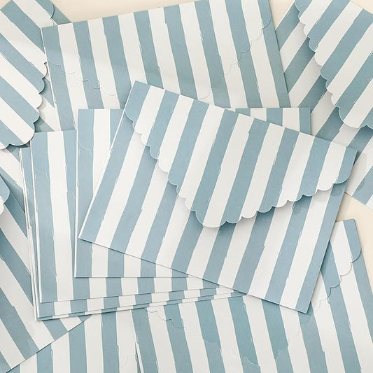 Whaline 50 Pcs Blue White Striped Envelopes Dusty Blue Invitation Envelope by Whaline