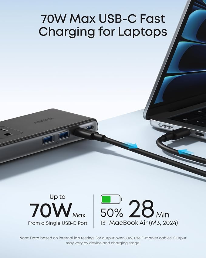 Anker Nano Power Strip, Desk Clamp, 70W Max, 1500J Surge Protector, 2 USB C | - Image 3