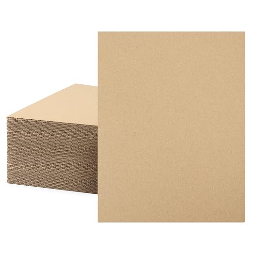 Mat Board Center, 50 Corrugated Cardboard Sheets 8.5x11 Inches Flat Card Board by MatBoardCenter