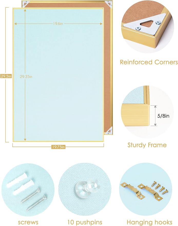 Lightomorrow Bulletin Board 30 x 20 inches, Light Blue Pin Board - Image 6