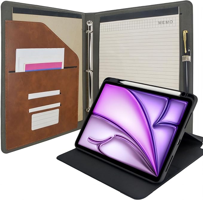 3 Ring Portfolio with iPad Holder, Business Padfolio with Clipboard & Rotating by EPADFOLIOS