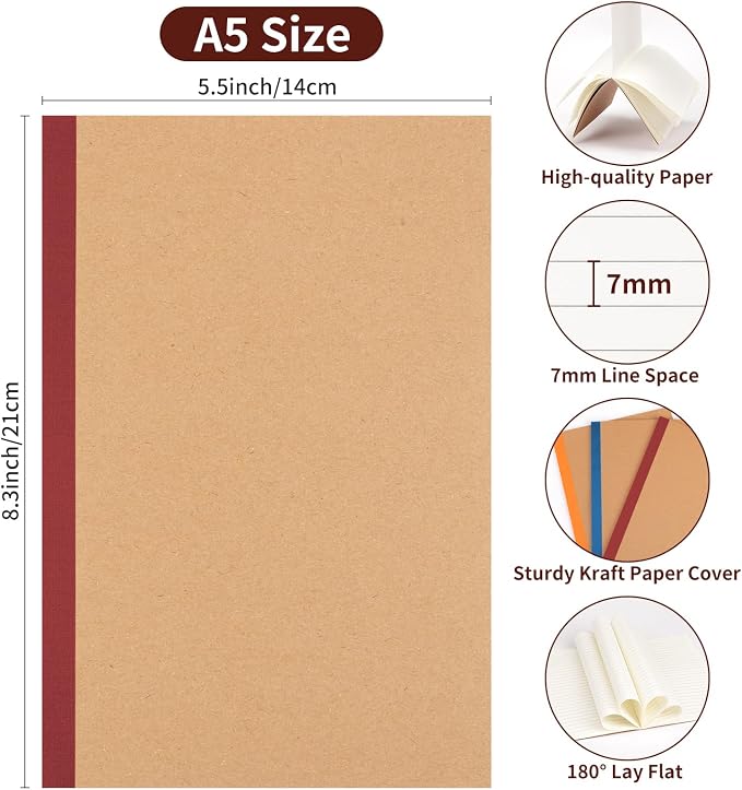 60 Pack Lined Notebook Journals Bulk, A5 College Ruled Composition Notebook - Image 2