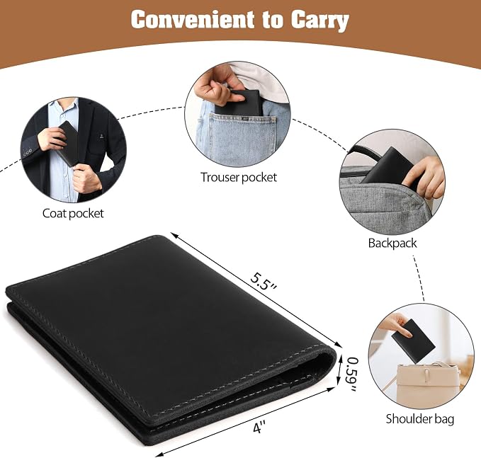 Jack&Chris Leather Passport Holder, Handmade Passport cover, Travel Wallet - Image 6