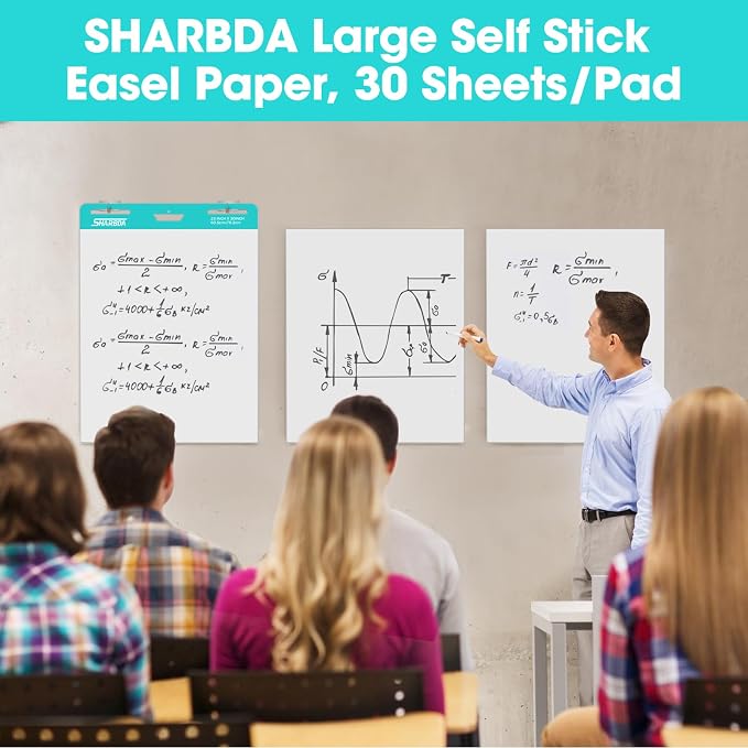 SHARBDA Sticky Easel Pad, 25 in x 30 in, Flip Chart Paper, Sticky Chart Paper - Image 2