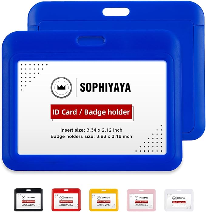 2 Pack Sliding Horizontal Badge Holder Hard Plastic Key Card Work Badge Sleeve by SOPHIYAYA