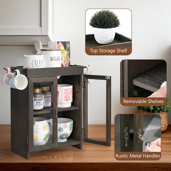 Ikee Design Small Wooden Countertop Storage Cabinet - Image 5