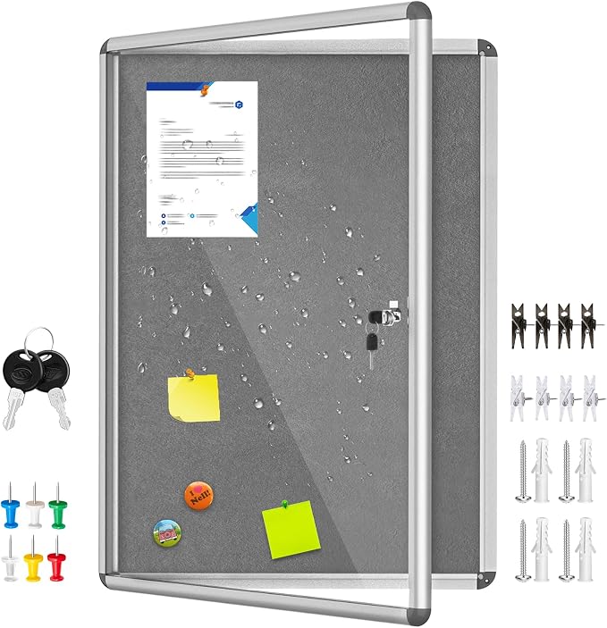 Magula 38"x28" Enclosed Bulletin Board Tamper-Proof Dispaly Case, Aluminium by Magula