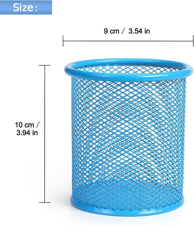 Tamaki Pen Holder Cup for Desk, Wire Mesh Pencil Cup Holder for Desk Office Pen Organizer (Blue)-DeskLoop Office