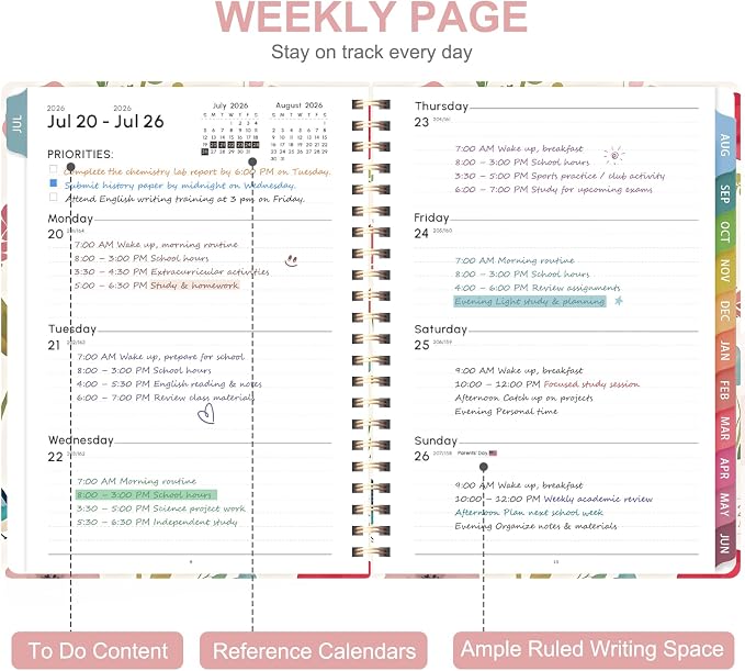 Planner 2026-2027, Weekly and Monthly Academic Year Calendar Planner, July 2026 - Image 2