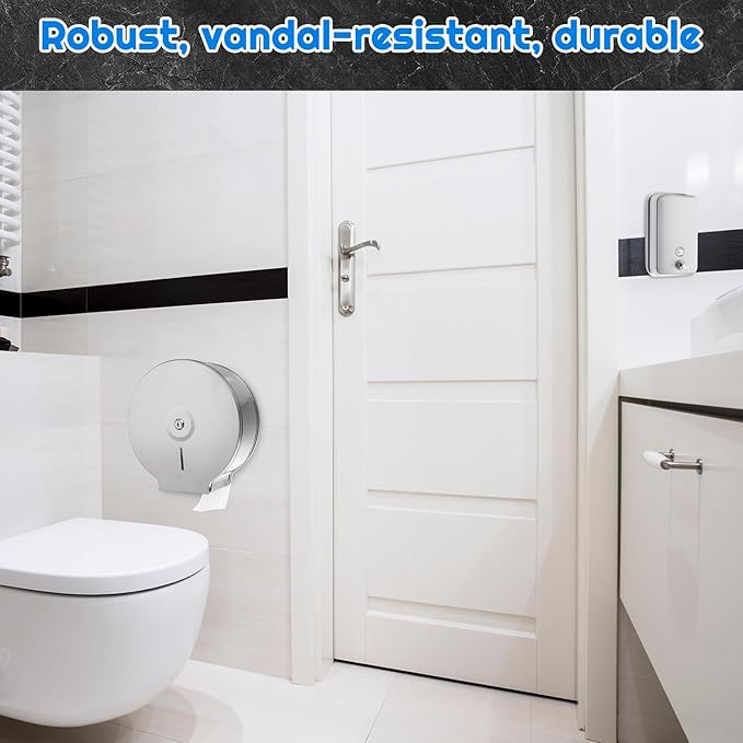 3 Pcs Commercial Sanitary Napkin Receptacle and Paper Towel Dispenser Set Include 1 Wall Mounted Tampon Holder and 1 Stainless Steel Paper Towel Holder (1000 ml,Style 5)-DeskLoop Office