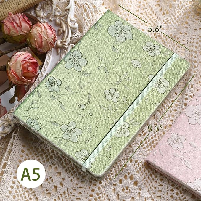 A5 Notebook, Ruled Paper, Lined Page, Linen Cover, Flower Fabric, Journal - Image 2
