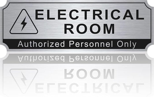 Electrical Room Sign for Business Door，Self-Adhesive Durable Brushed Silver by LUHIMO
