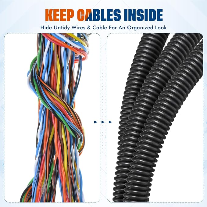 Sasylvia 1/4" x 25 ft Split Wire Loom Tubing Automotive Wire Loom Assortment - Image 5