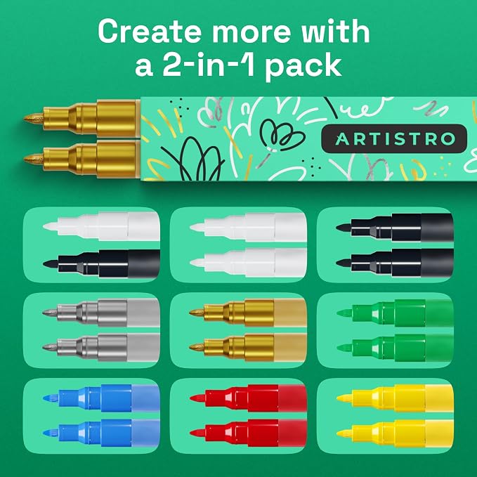 ARTISTRO 2 Gold Acrylic Paint Markers - Image 7