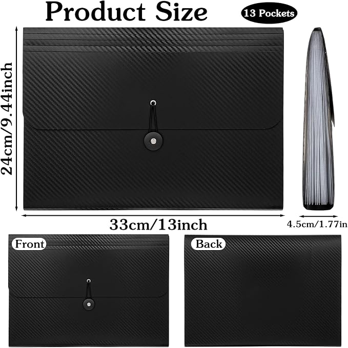 2pcs Expanding File Folders, 13 Pockets Accordion File Organizer Document - Image 2