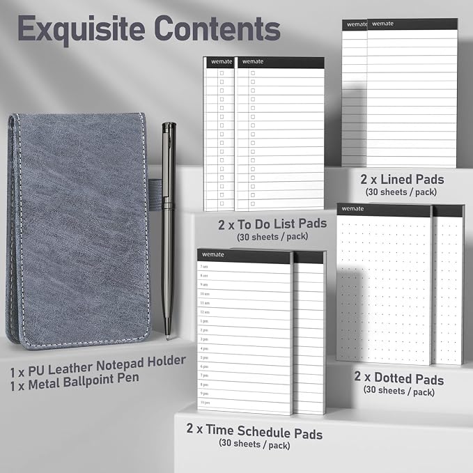 WEMATE 10 Pieces Small Notepad Holder Set Pocket Notebook - Image 8