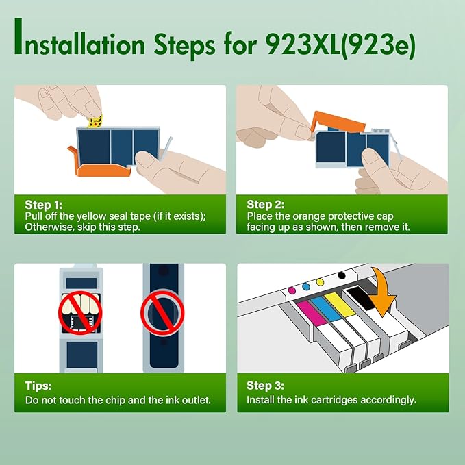 923XL 923 8130e Ink Cartridges Combo Pack with Chip: Replacement for HP Ink 923e 923 923XL for HP923 OfficeJet Pro 8130e 8135e 8139e 8138e 8122e 8120 8124e 8125e 8130 8132e 8134e Printer-DeskLoop Office