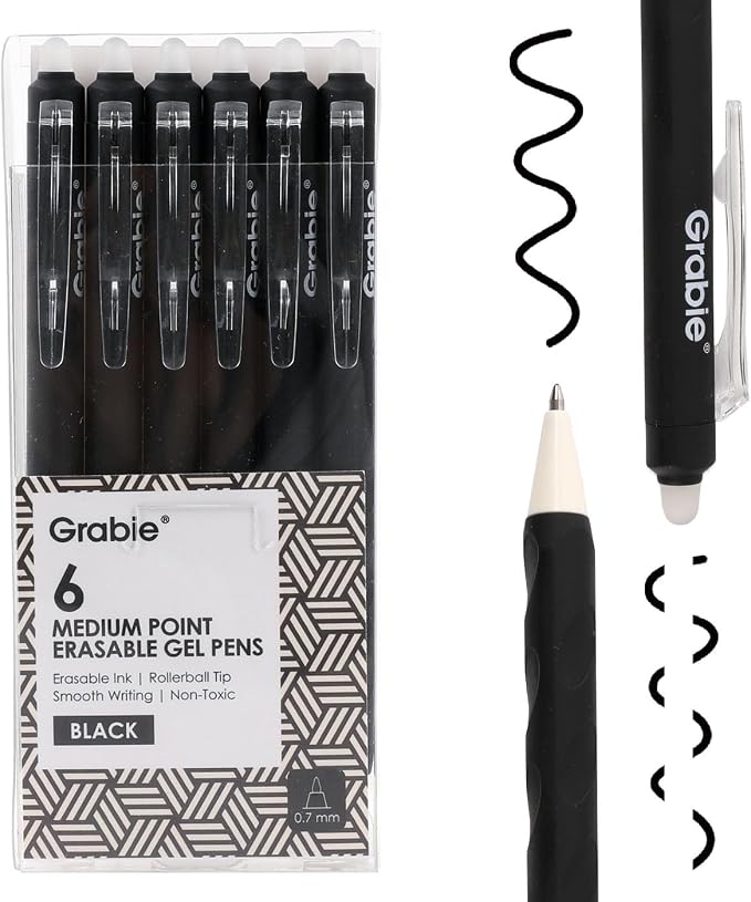 Grabie Erasable Gel Pens, Medium Point 0.7 mm Erasable Pens, Make Mistakes by Grabie