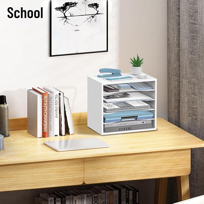 SHARKWOODS 5-Tier Wood Desk Organizer, Paper Tray Organizer - Image 7