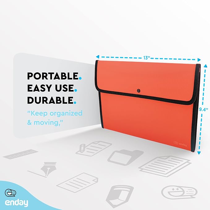 Square Flap Document Holder Red, Expanding File Folder, A4 Letter Size Reusable - Image 5