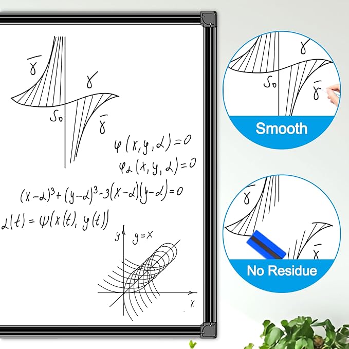 H-Qprobd 48"x36" Magnetic White Board Dry Erase Wall Mount Whiteboard - Office Home Classrooms White Board Hanging Writing Board with Black Aluminum Frame-DeskLoop Office