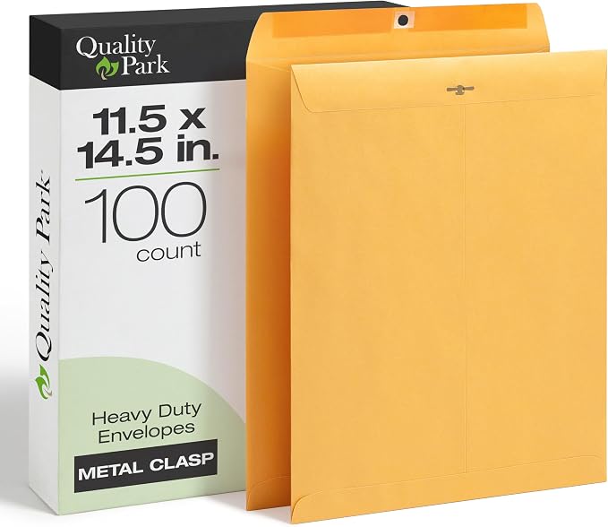 Quality Park 11-1/2 x 14-1/2 Clasp Envelopes, 100 Pack, Open-End by Quality+Park