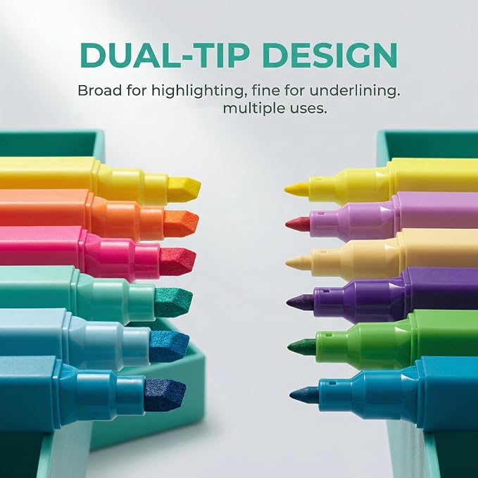 konket 12Pcs Dual Tip Highlighters, Pastel highlighters Quick Dry, Aesthetic - Image 2
