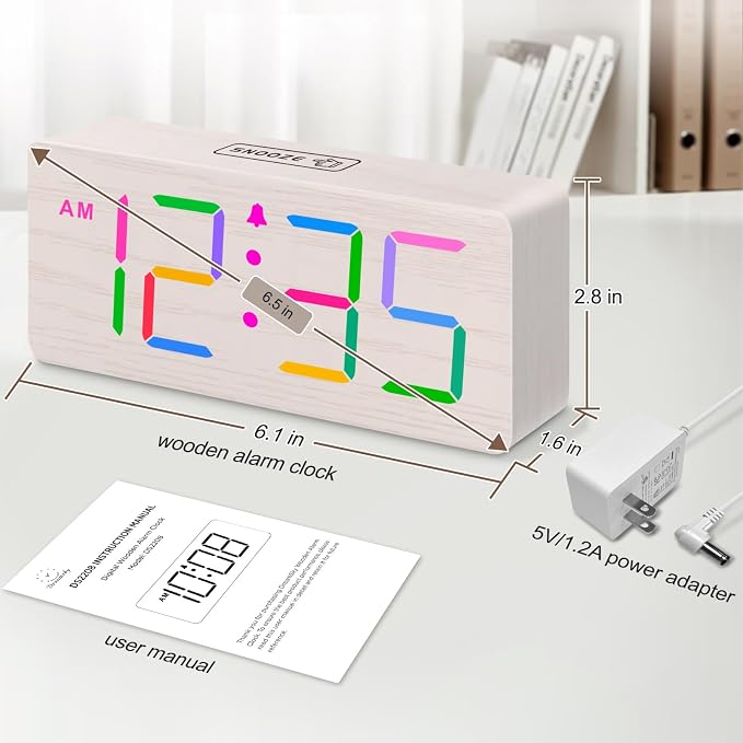 DreamSky Wooden Digital Clock for Bedroom Desk - Image 7