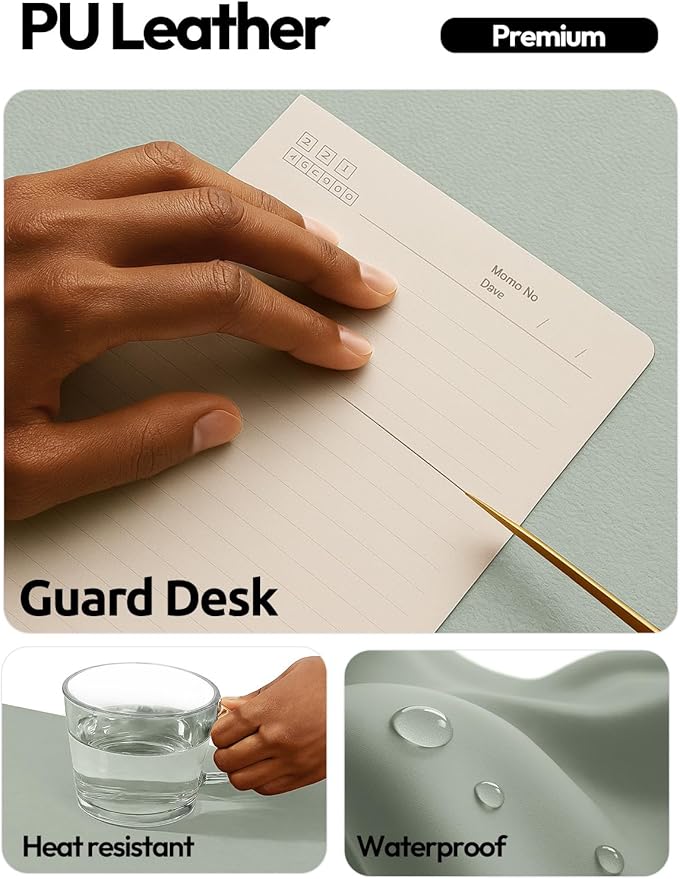 YSAGi Leather Desk Protector, Office Mat, Large Mouse Mat, Non-Slip PU Leather - Image 3