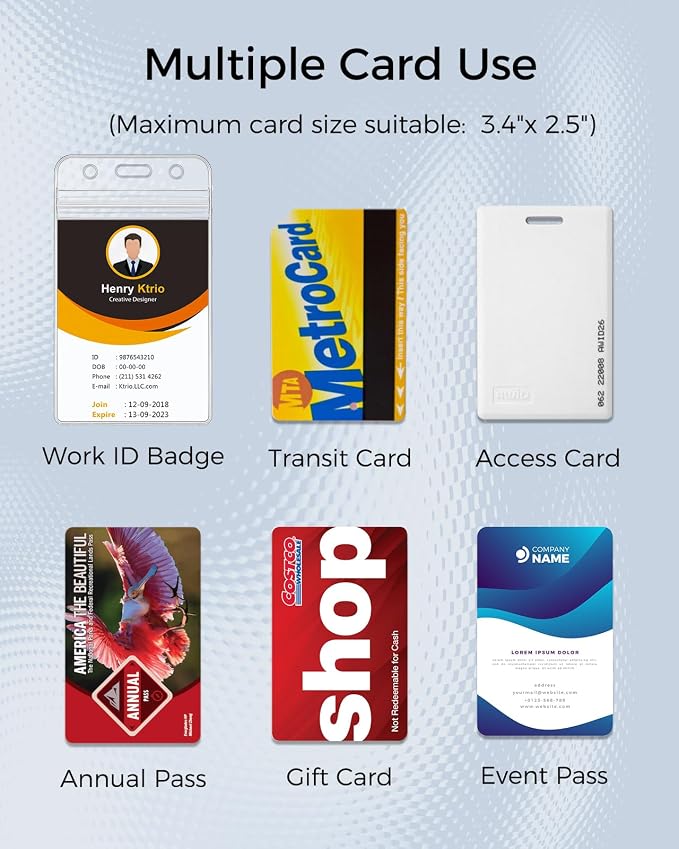 KTRIO ID Badge Holder with Retractable Reel, 5 Pack | Fits 2.5x3.4" Cards - Image 5