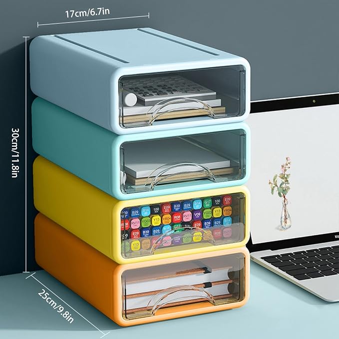 Desk Organizer with Drawers, Stackable Storage Drawers with Compartments - Image 3
