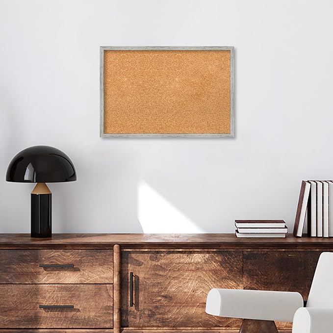 Amanti Art Natural Cork Board for Wall, 17x25 Vision Board with White Frame, Medium Corkboard Office Decor for Home Organization, Cottage Corkboard Pinboard to Display Items for Home Organization in-DeskLoop Office