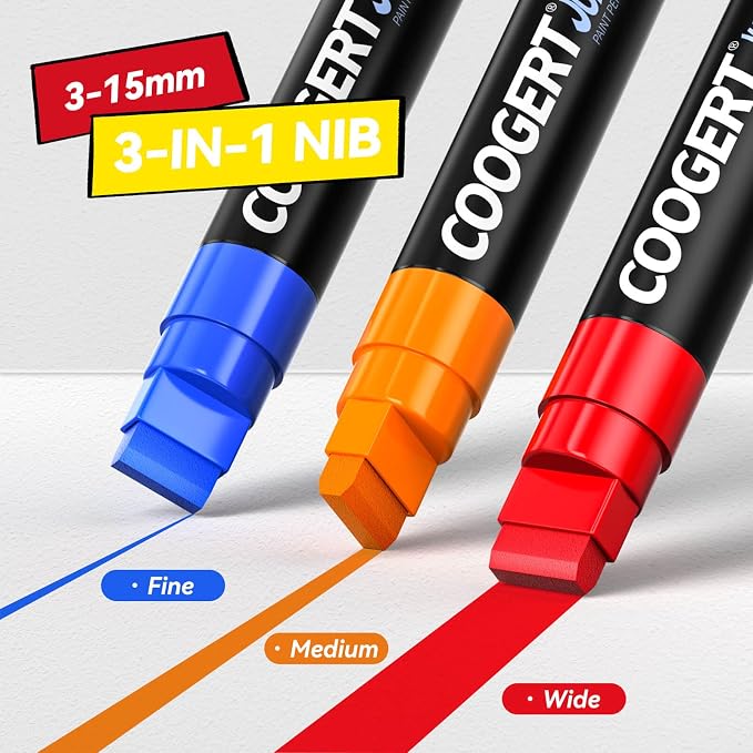 Coogert 8 Colors Jumbo Poster Markers, 15MM Thick Permanent Acrylic Graffiti - Image 2