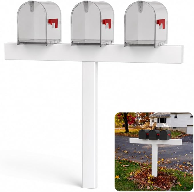 Sintuff Heavy Duty White Vinyl Mailbox Post Sleeve T-Shape Mailbox Stand Mount by Sintuff
